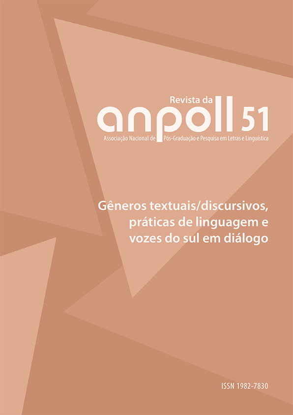 					Visualizar v. 51 n. 2 (2020): Gêneros textuais/discursivos, práticas de linguagem e vozes do sul em diálogo
				